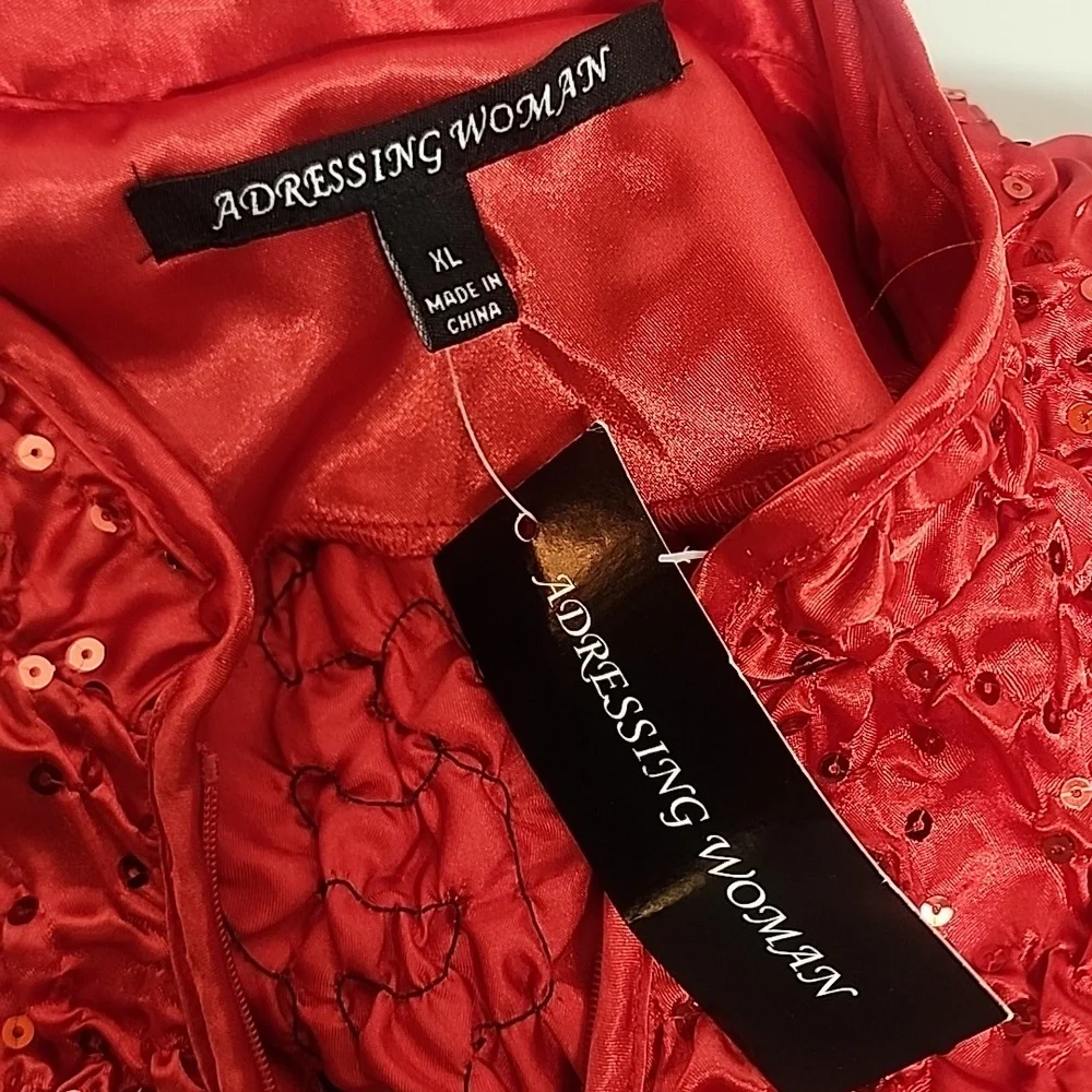 Addressing Woman Sz XL Elegant Red Zippered Lightweight Jacket NWT - Picture 7 of 9